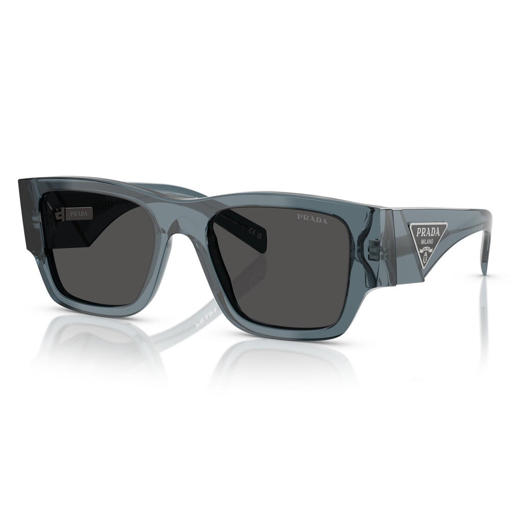 Prada Unisex Square Shape Sunglasses In Transparent Light Blue/Dark Grey