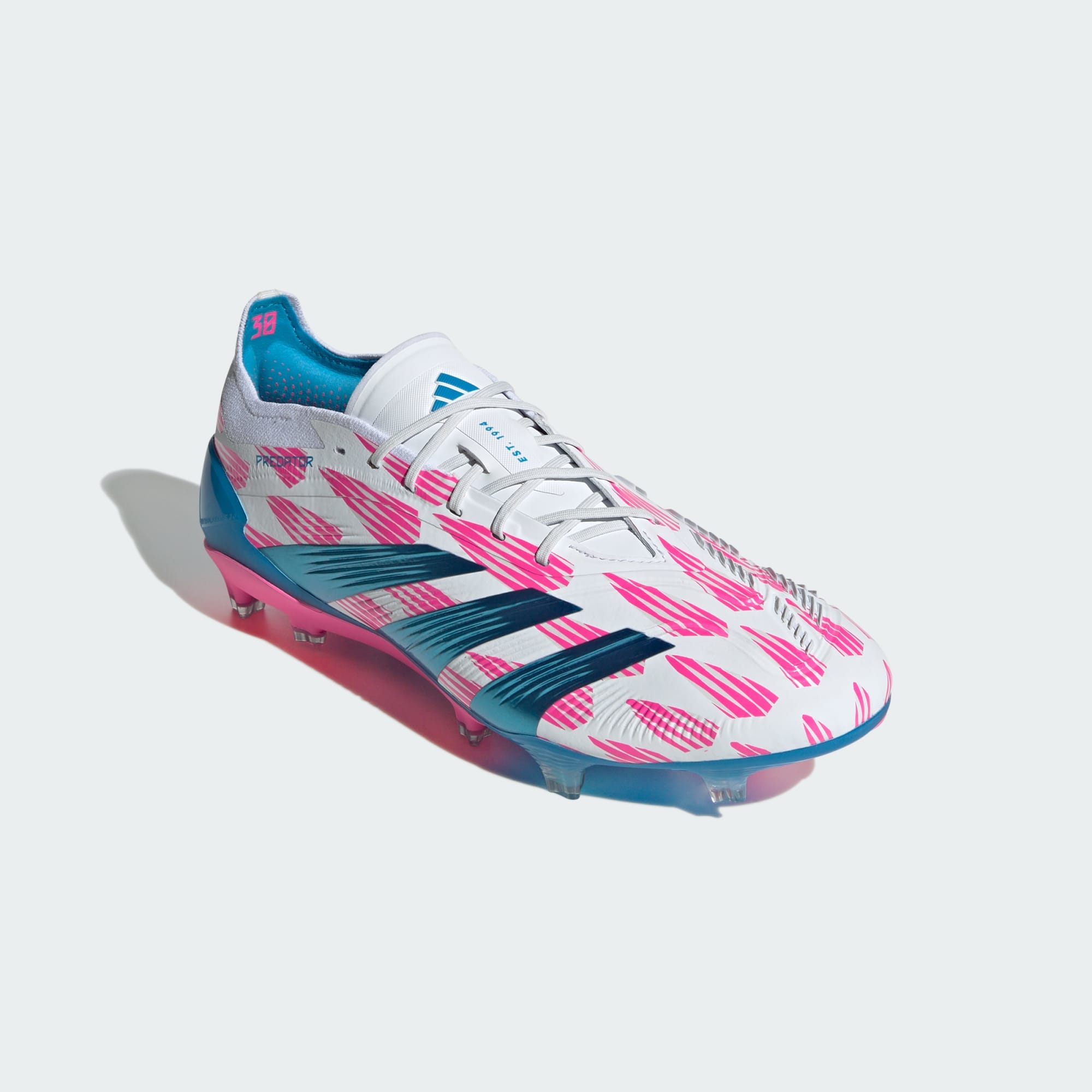 Adidas Unisex Predator Elite FG Soccer Boots In Cloud White / Solar Blue / Solar Pink