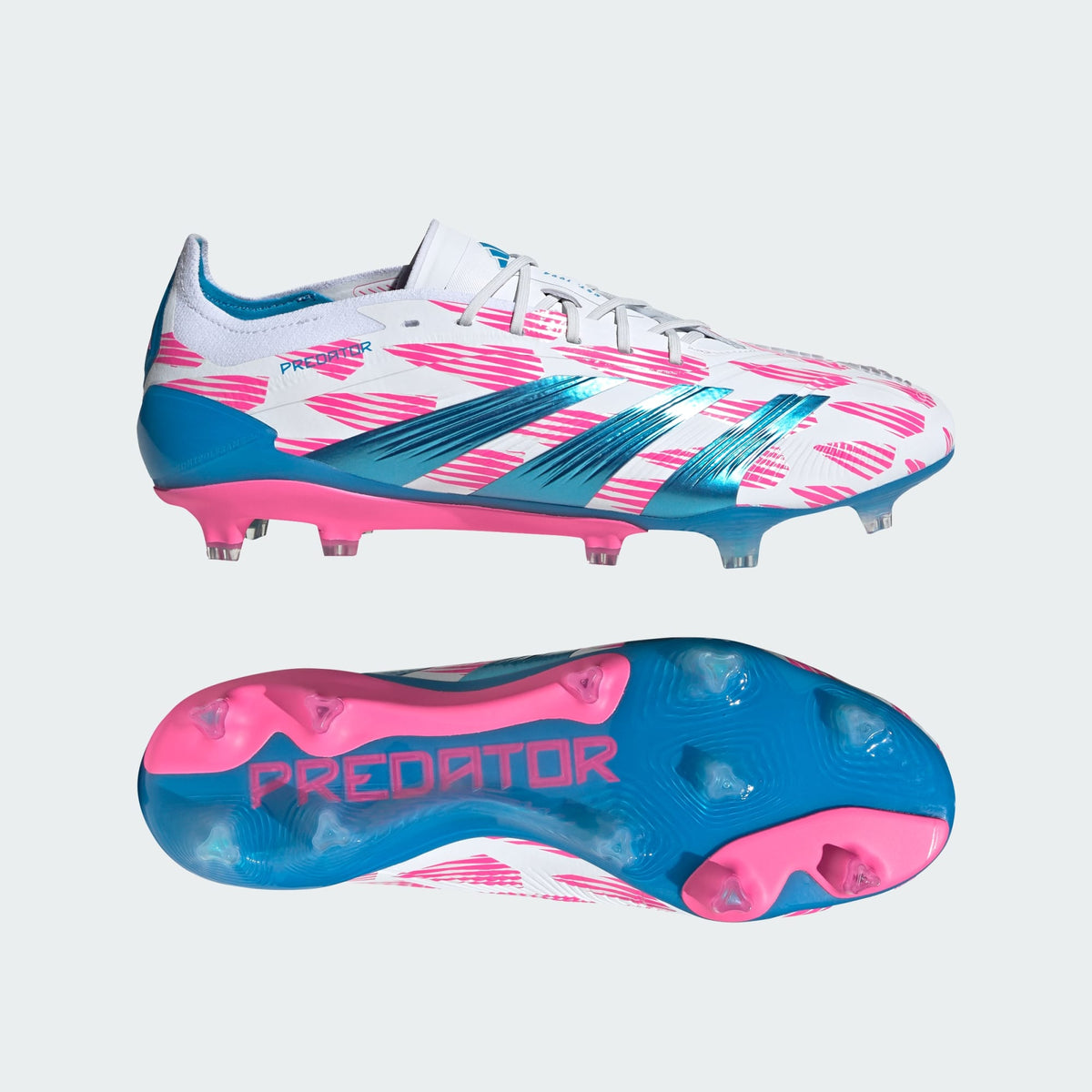 Adidas Unisex Predator Elite FG Soccer Boots In Cloud White / Solar Blue / Solar Pink
