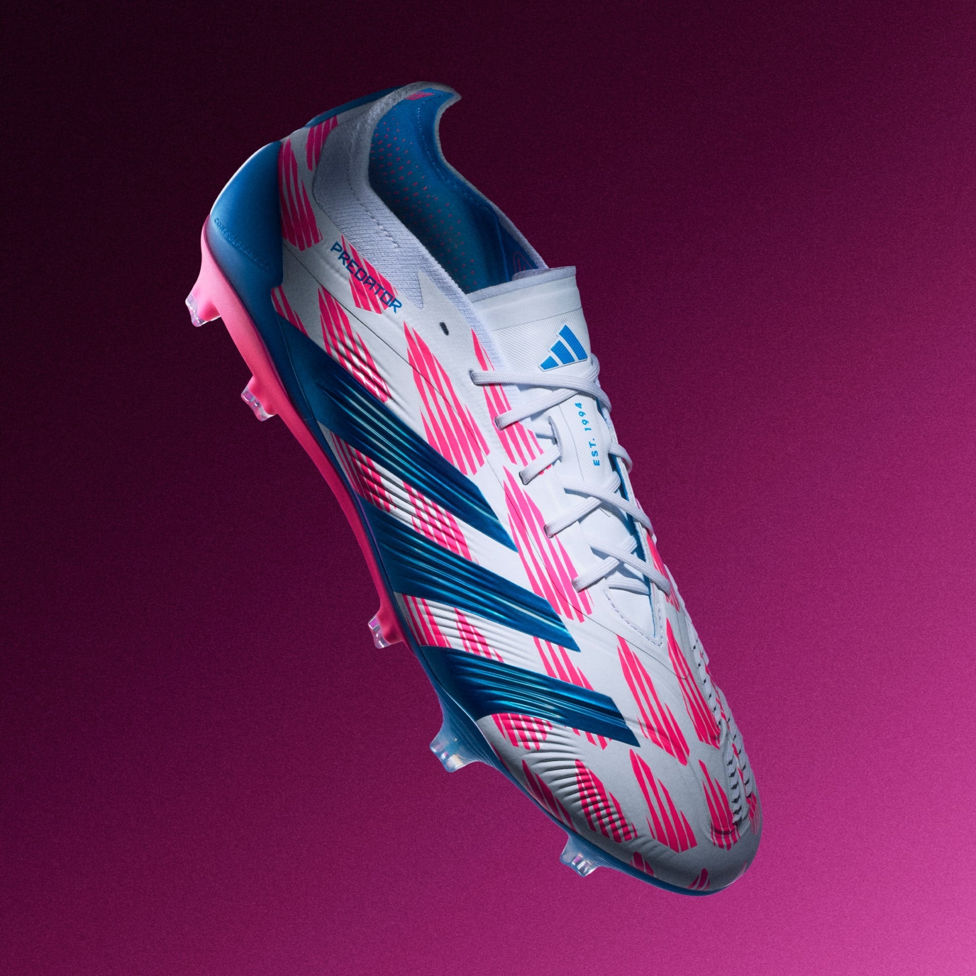 Adidas Unisex Predator Elite FG Soccer Boots In Cloud White / Solar Blue / Solar Pink