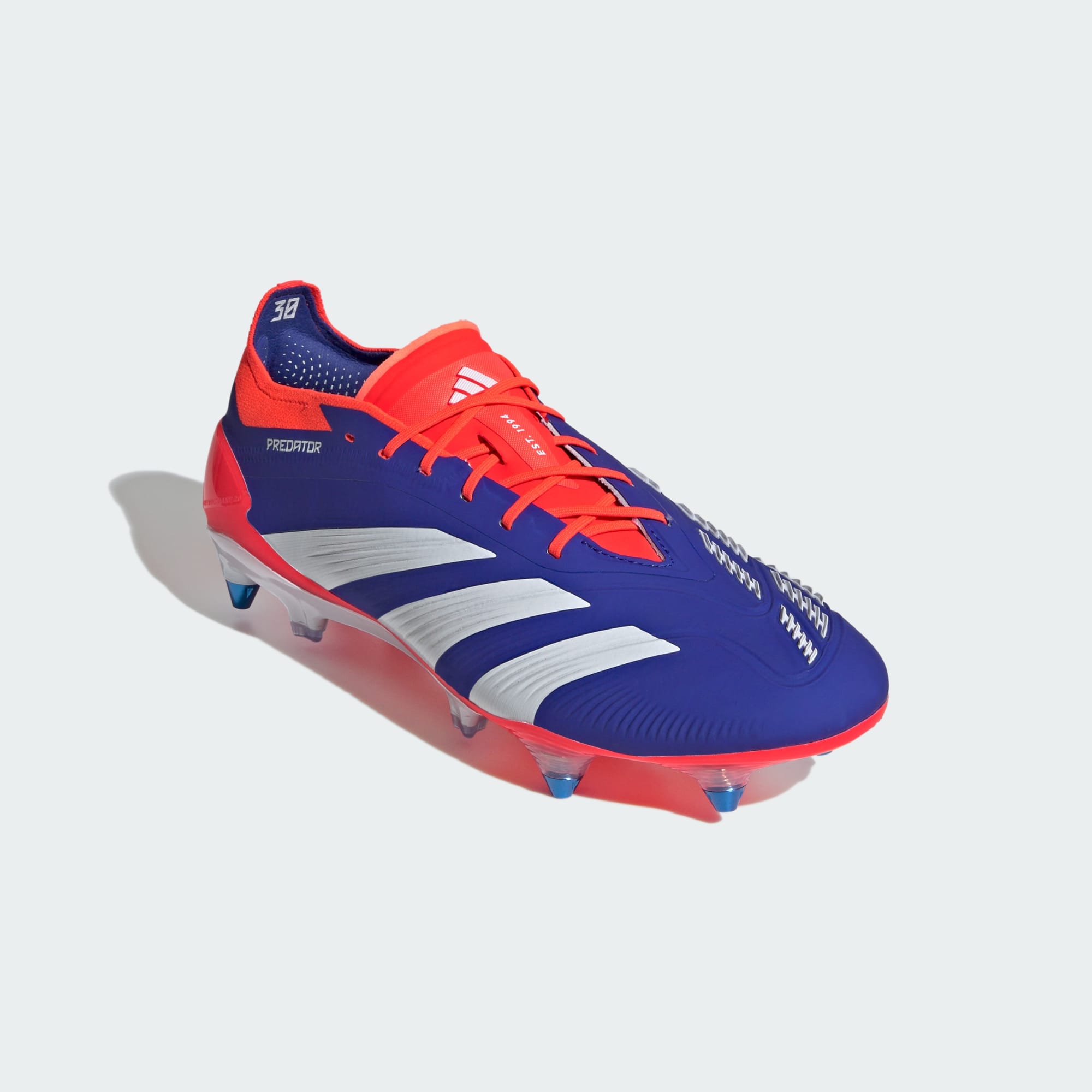 Adidas Unisex Predator Elite SG Soccer Boots In Lucid Blue / Cloud White / Solar Red