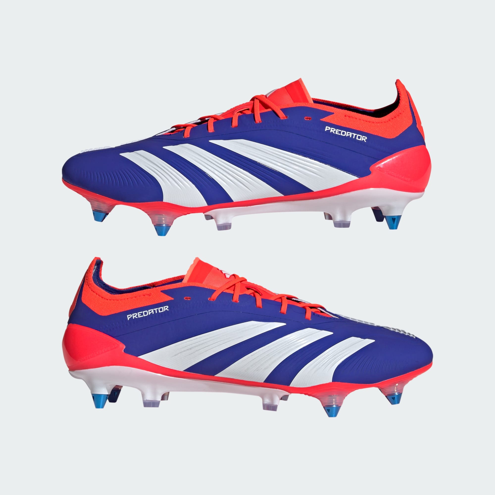 Adidas Unisex Predator Elite SG Soccer Boots In Lucid Blue / Cloud White / Solar Red