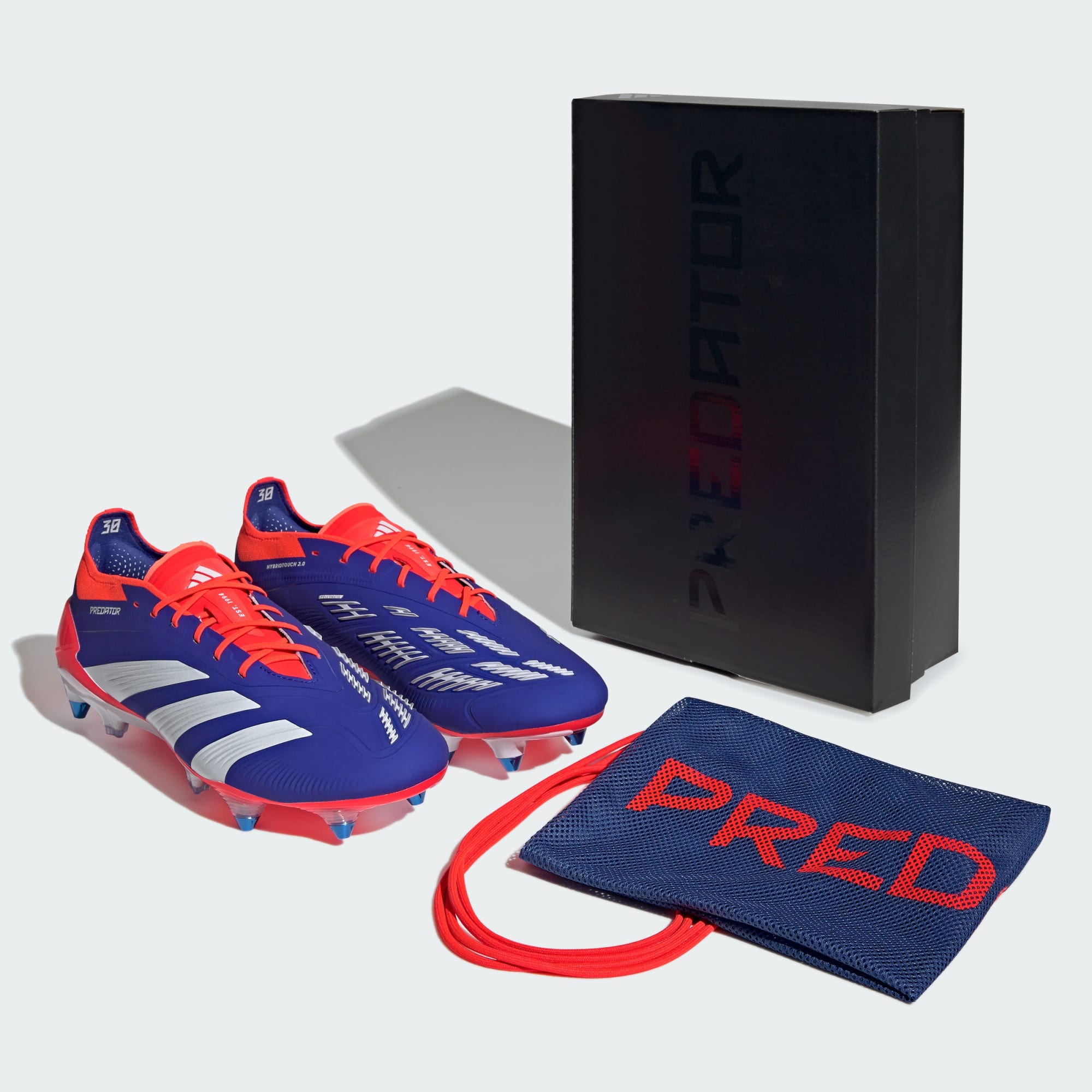 Adidas Unisex Predator Elite SG Soccer Boots In Lucid Blue / Cloud White / Solar Red