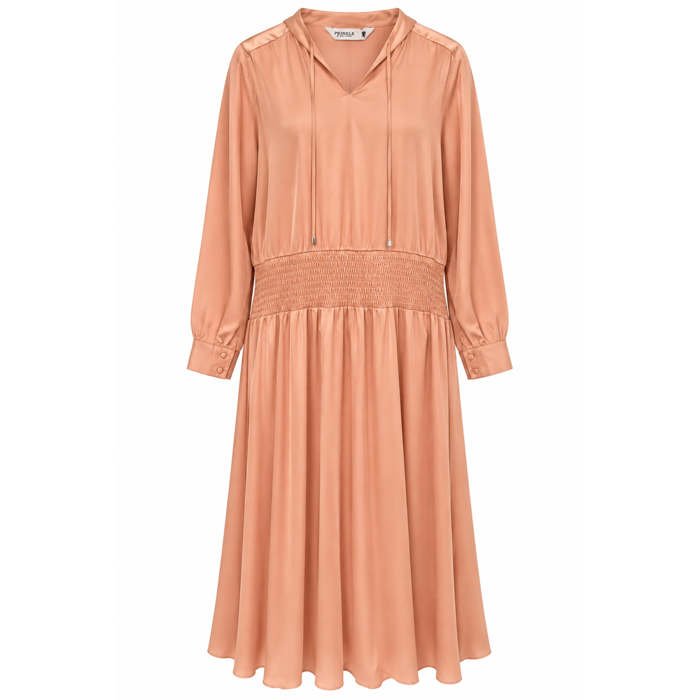 Pringle Satin Sheered Dress In Coral