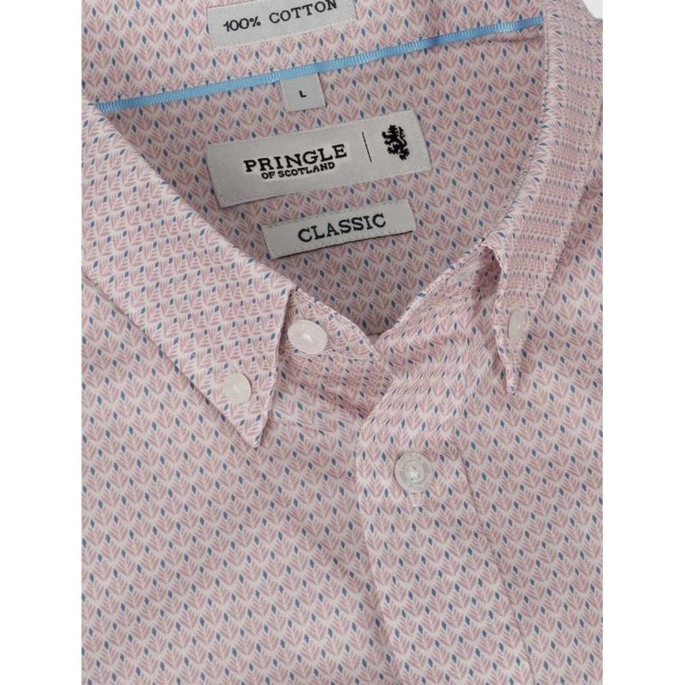 Pringle Mens Sam Printed Classic Short Sleeves Shirt In Pink Multi