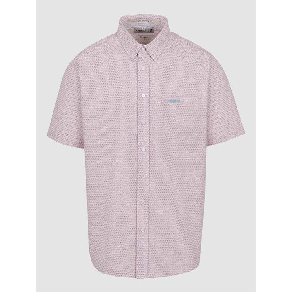 Pringle Mens Sam Printed Classic Short Sleeves Shirt In Pink Multi