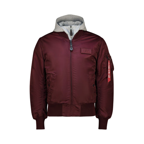Alpha Industries Mens Ma-1 Dtec Mens Jacket In Dark Cherry And Grey