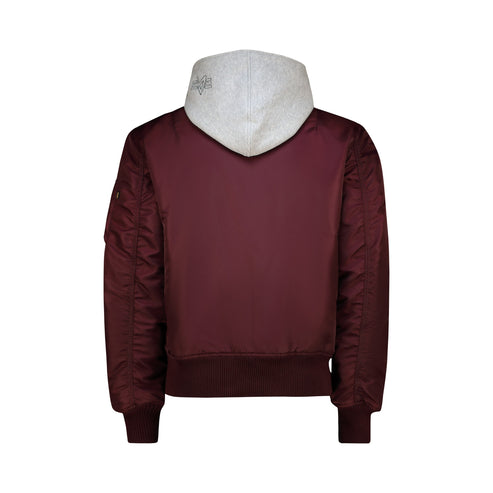 Alpha Industries Mens Ma-1 Dtec Mens Jacket In Dark Cherry And Grey