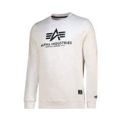 Alpha Industries Mens Logo Crew Neck Sweatshirt In White