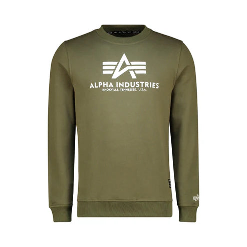 Alpha Industries Mens Logo Crew Neck Sweatshirt In  Sage