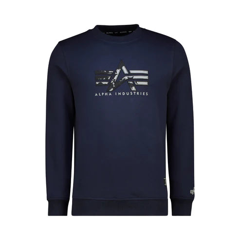 Alpha Industries Mens AI Applique Crew Neck Sweatshirt In Navy
