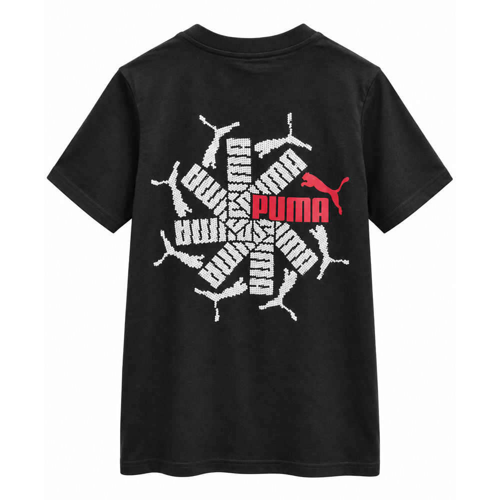 Puma Ess Logo Lab Brand Back T-Shirt In Black