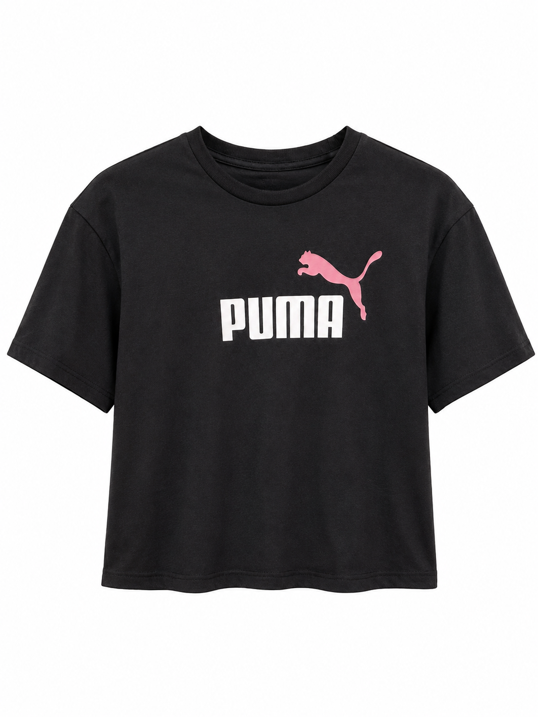 Puma Girls Logo Cropped T-Shirt In Black