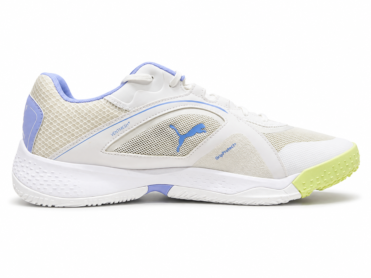 Puma Womens Solarstrike II Sneakers In White/Fizzy Light/Elektro Purple