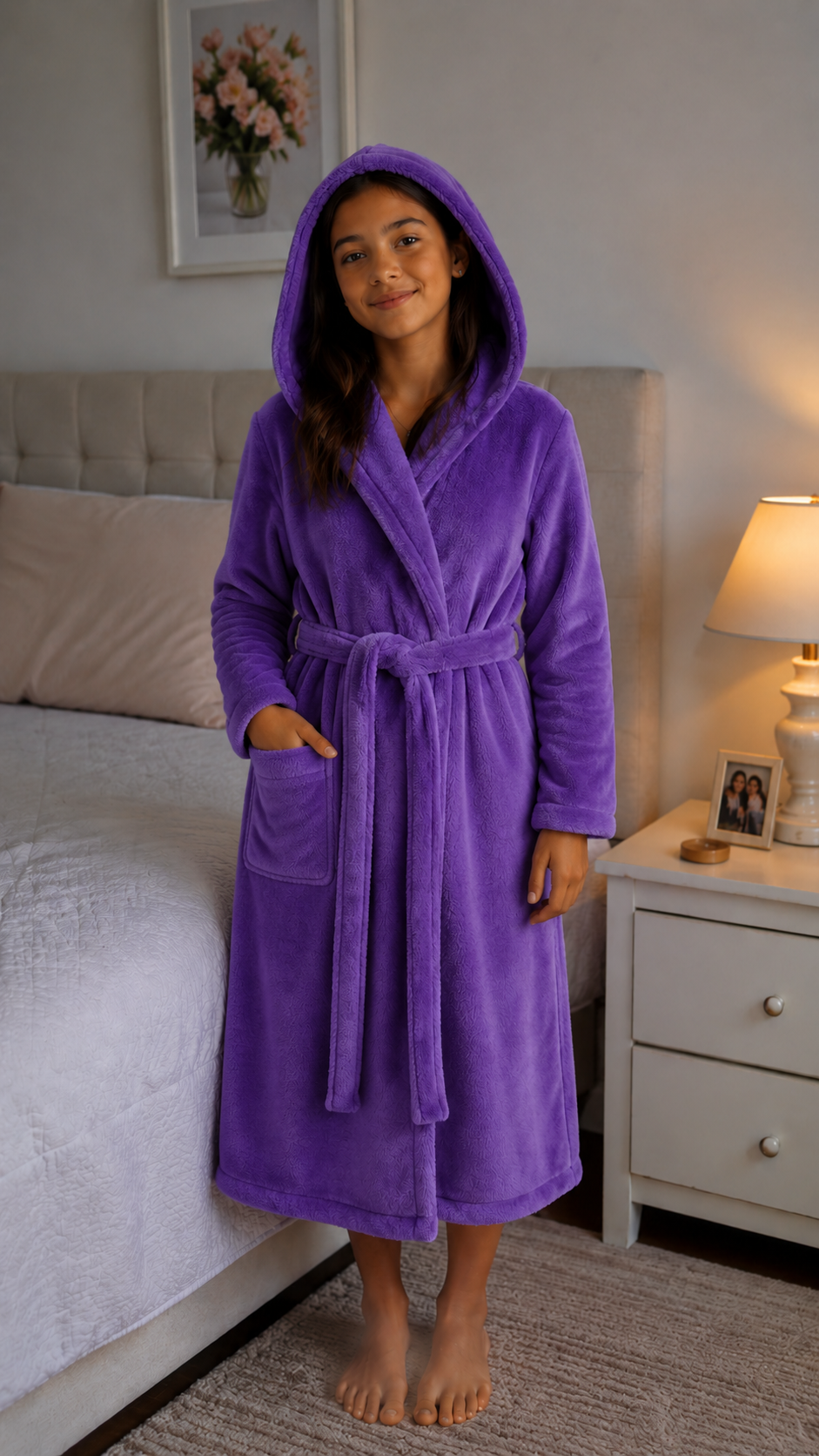 Comet Kids Girls Hooded Gown In Purple