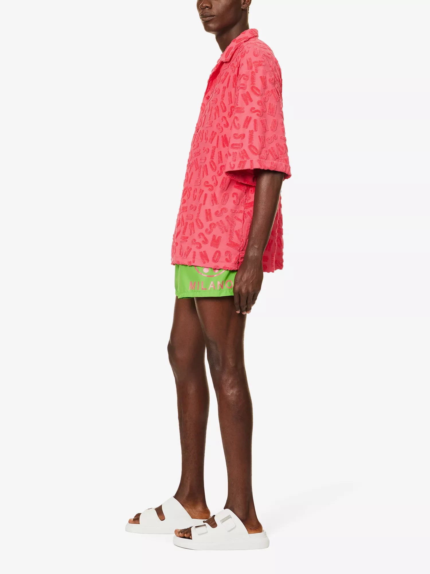 Moschino Mens Monogram Cotton Blend Shirt In Cerise