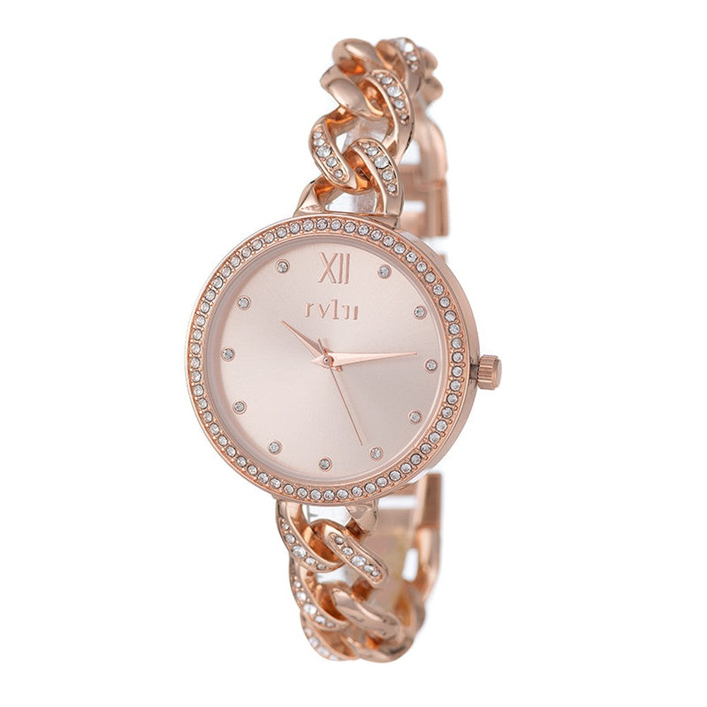 Rvlri Ladies Stone Watch In Rose Gold