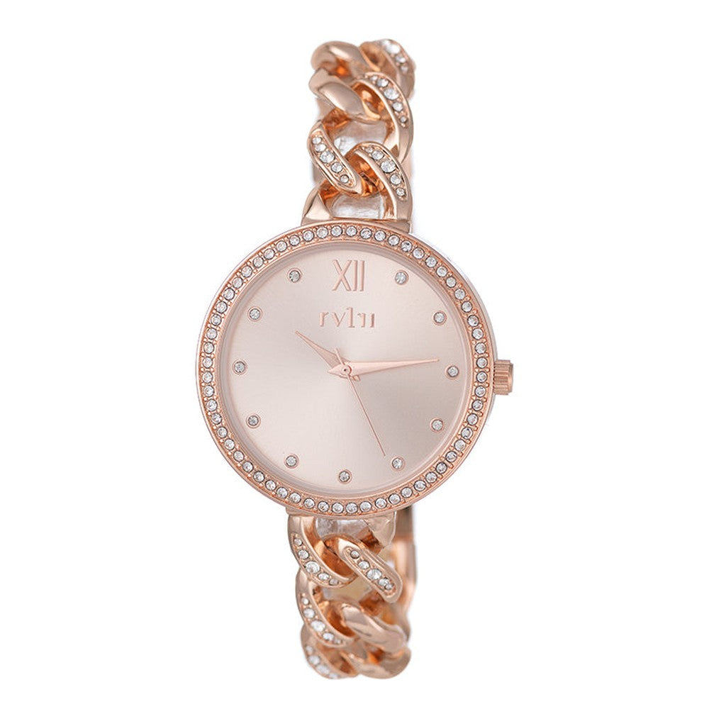 Rvlri Ladies Stone Watch In Rose Gold