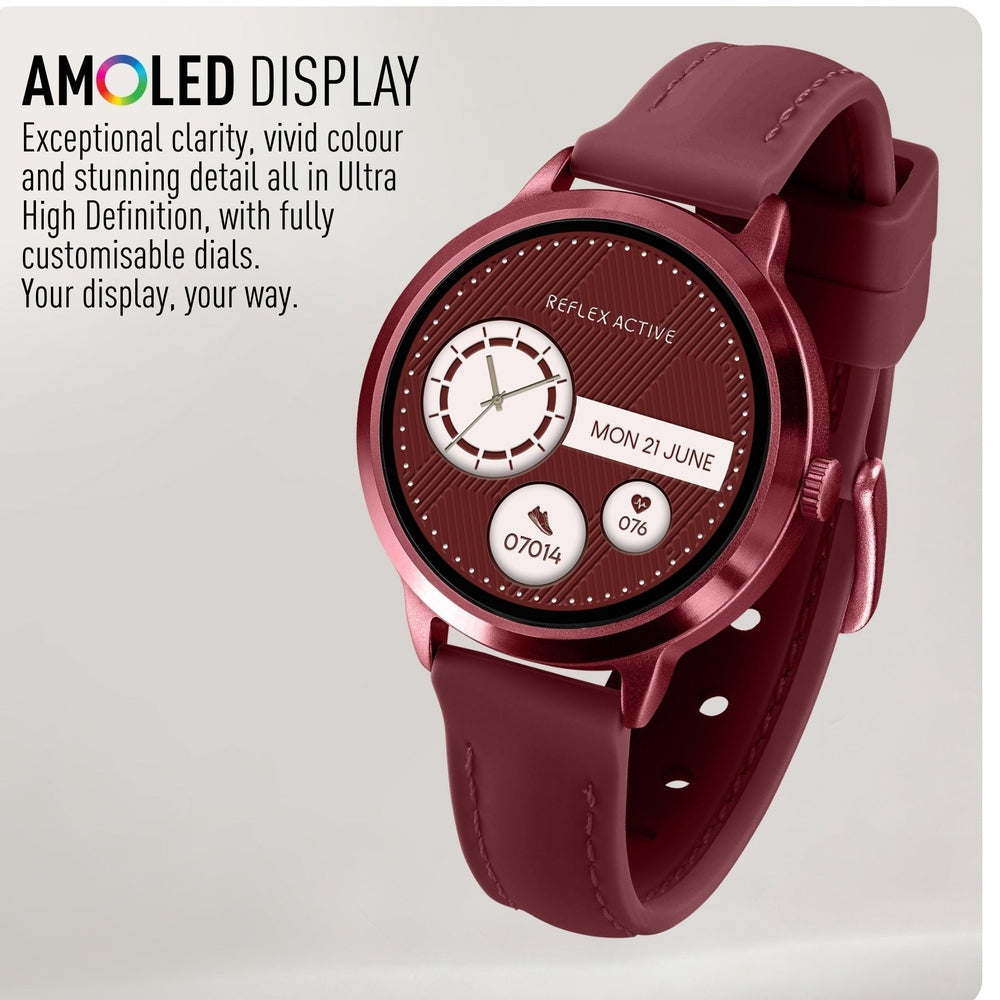 Reflex Active Unisex Spectra Amoled Silicone Band Watch In Burgundy