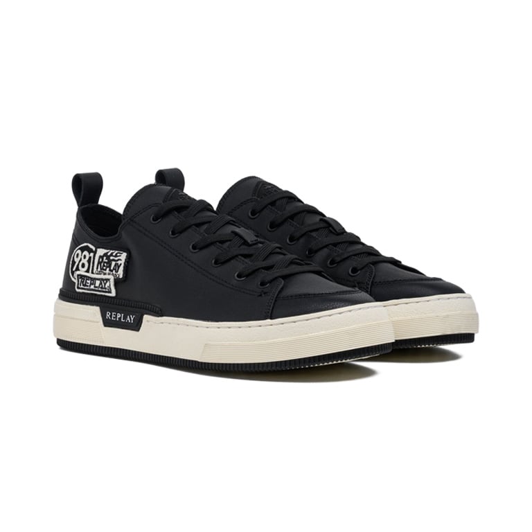 Replay Mens Raily Low Double Sneakers In Black