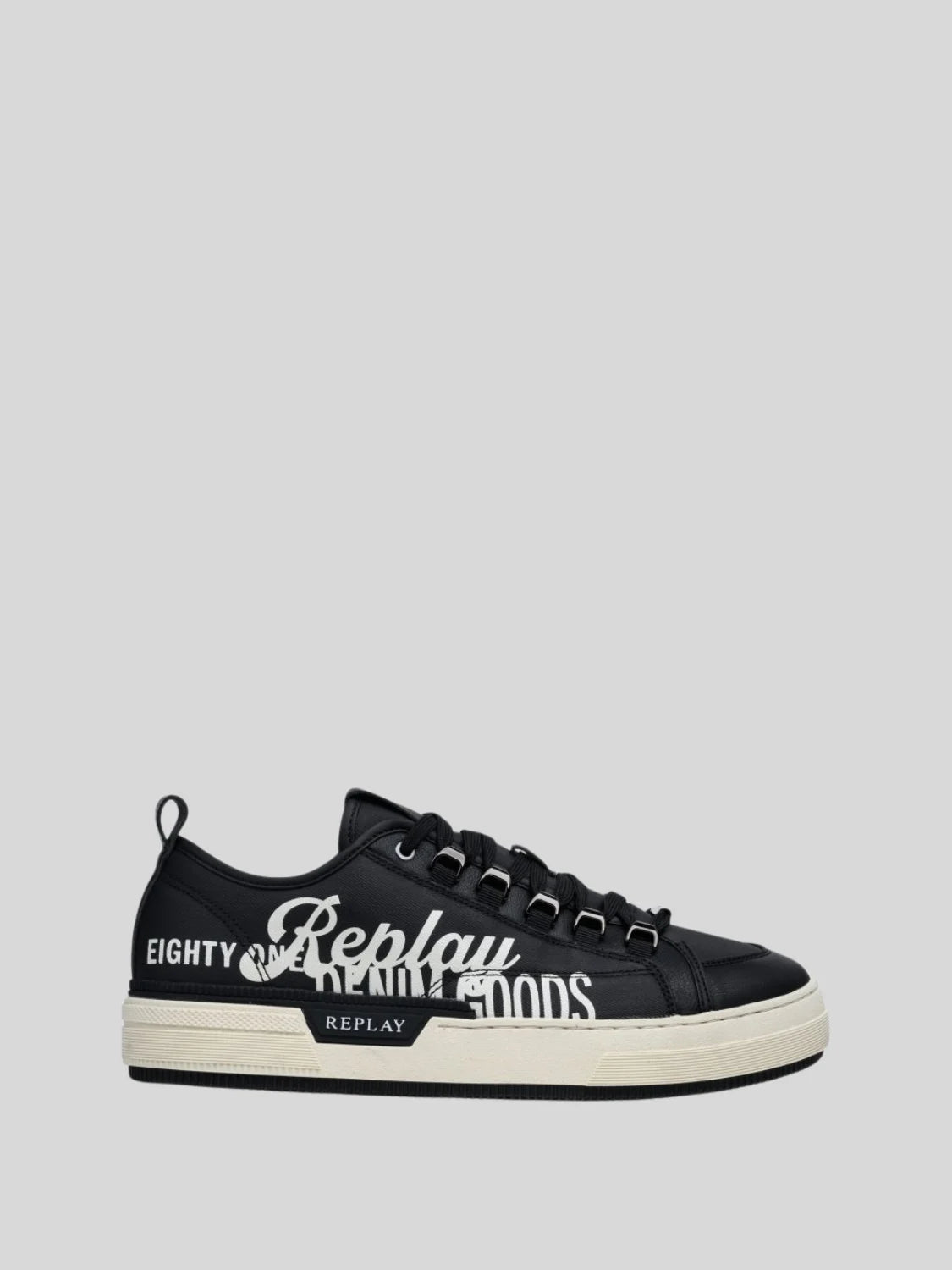 Replay Mens Raily Low Double Sneakers In Black