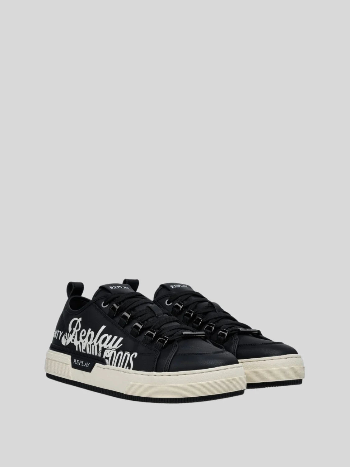 Replay Mens Raily Low Double Sneakers In Black