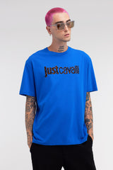 Just Cavalli 75Oahg01 Cj300 R Logo Animal T-Shirt Blue