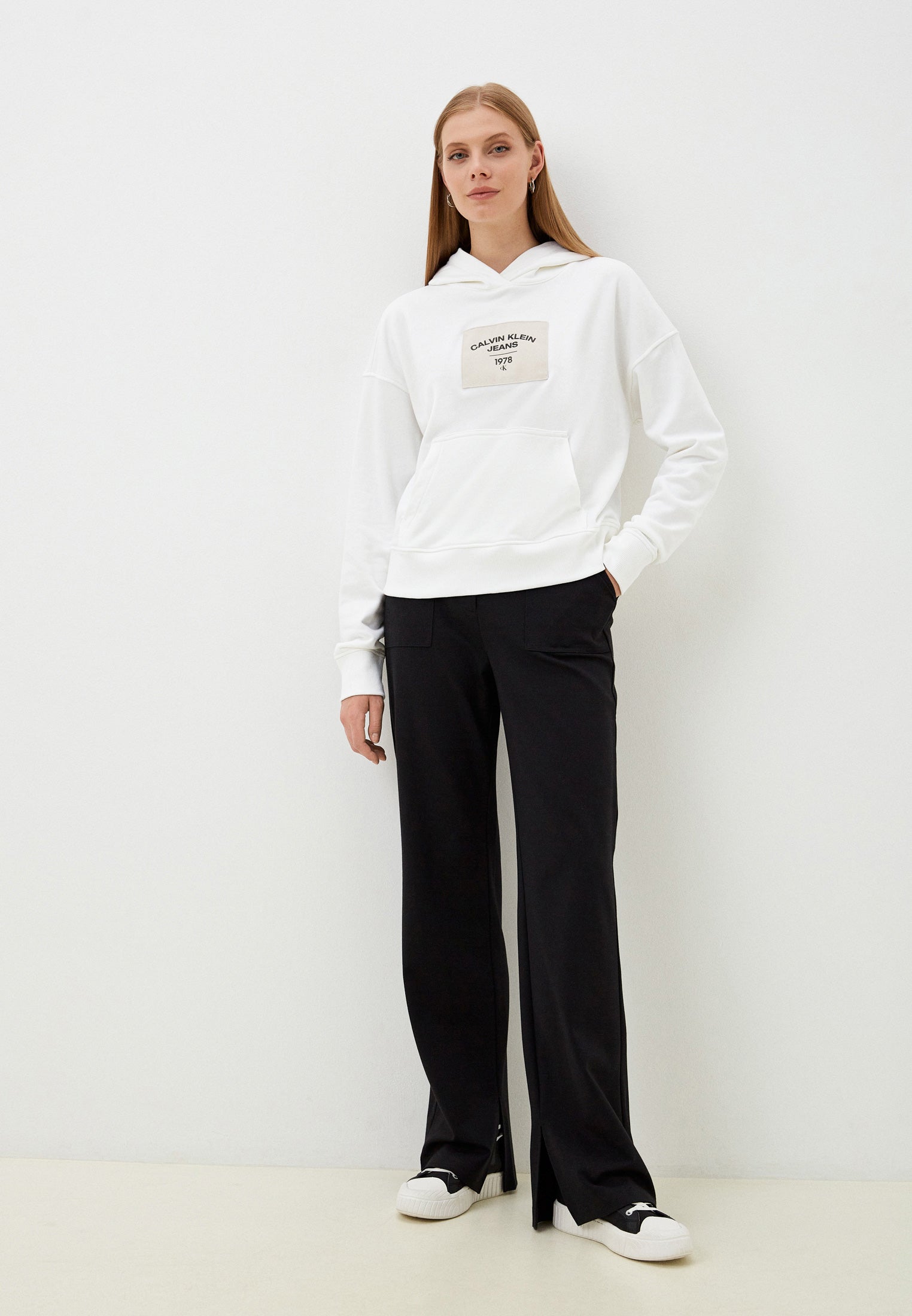 Calvin Klein Women'S Canvas Relaxed Hoodie White