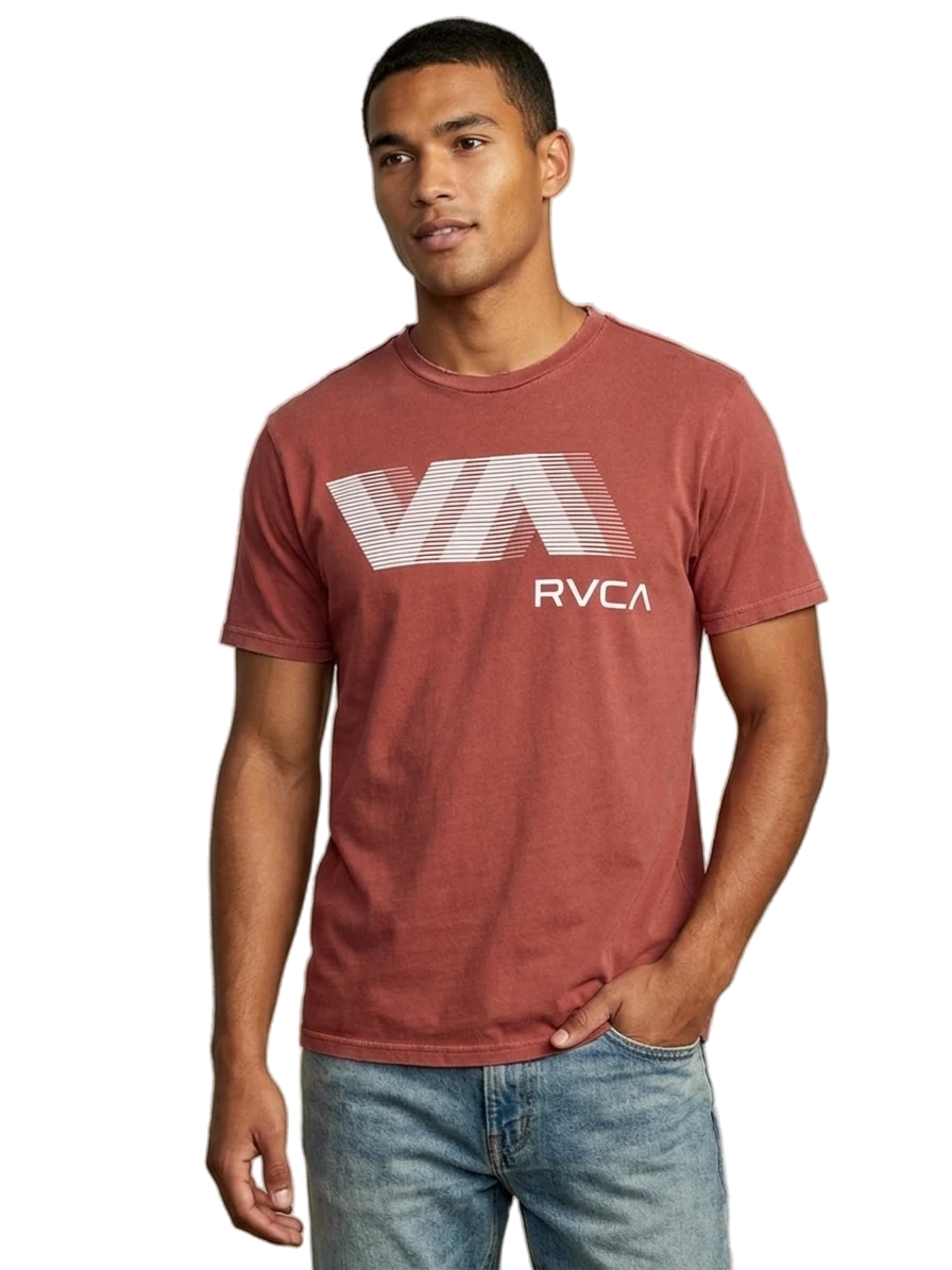 RVCA Mens Blur T-Shirt In Dusty Red