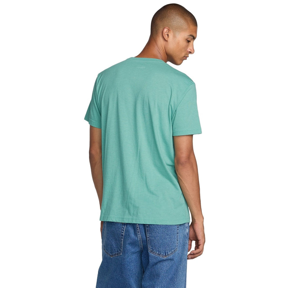 Rvca Mens Big Rvca Logo Short Sleeves T-Shirt In Bottle Green