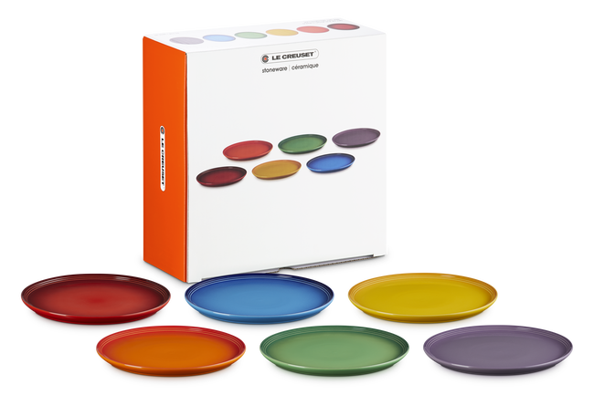Le Creuset Rainbow Set of 6 Salad Plate In Rainbow