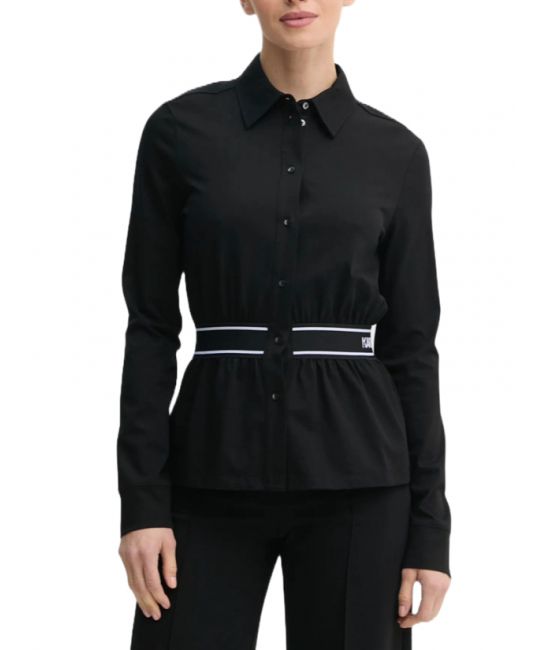 Karl Lagerfeld A1W17067 Jersey Logo Button Down Black