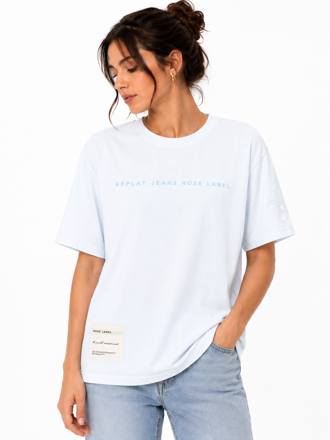 Replay Ladies Casual Short Sleeves In Powder Blue