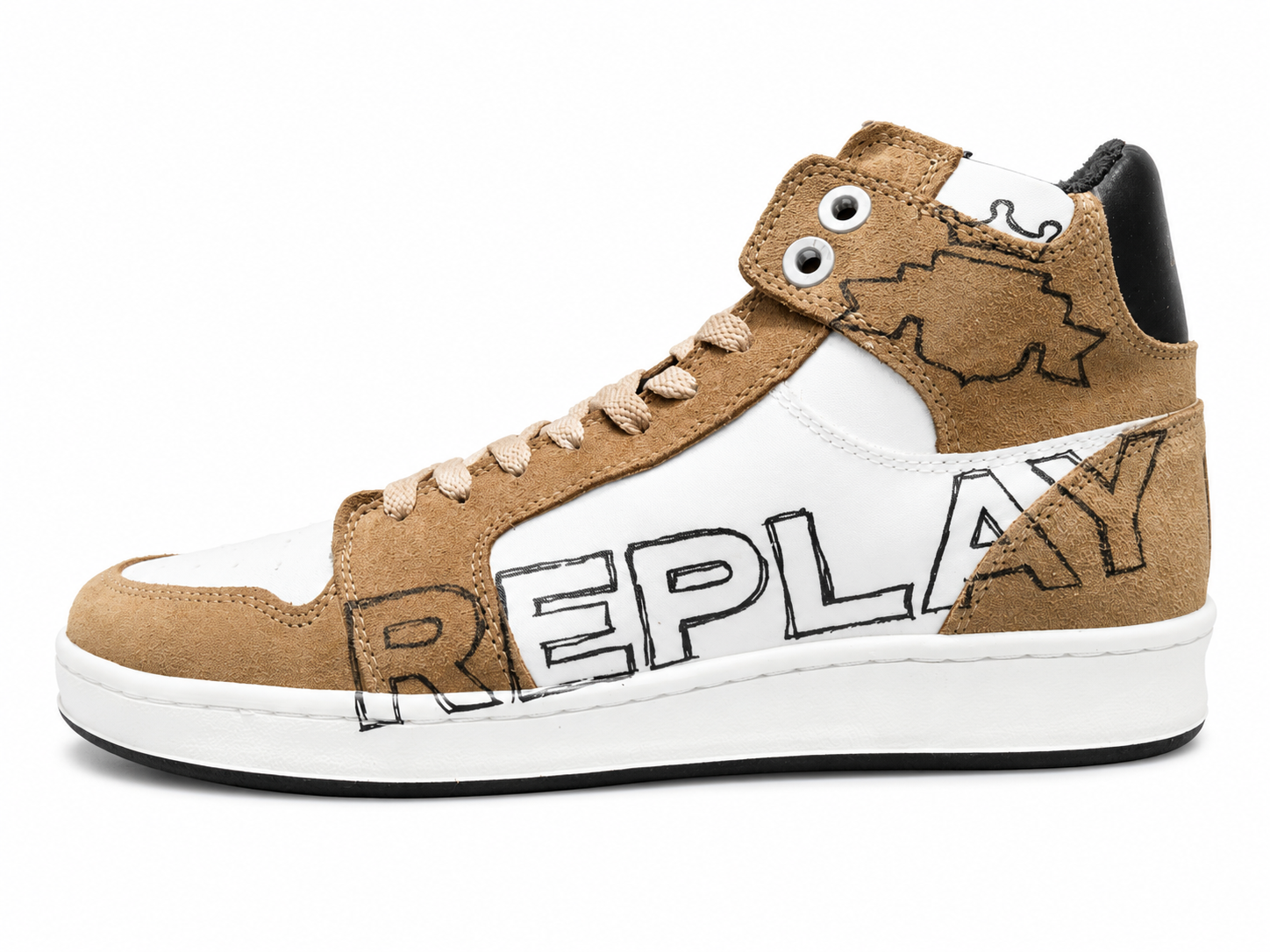 Replay Mens Century Paint Sneakers In Camel Multi