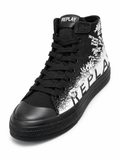 Replay Mens Snap Graffiti Hight Sneakers In Black/White