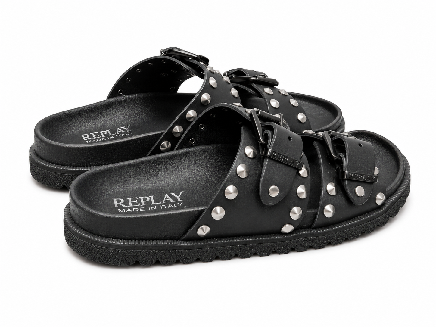 Replay Womens Goya Buckles Sandals In Black