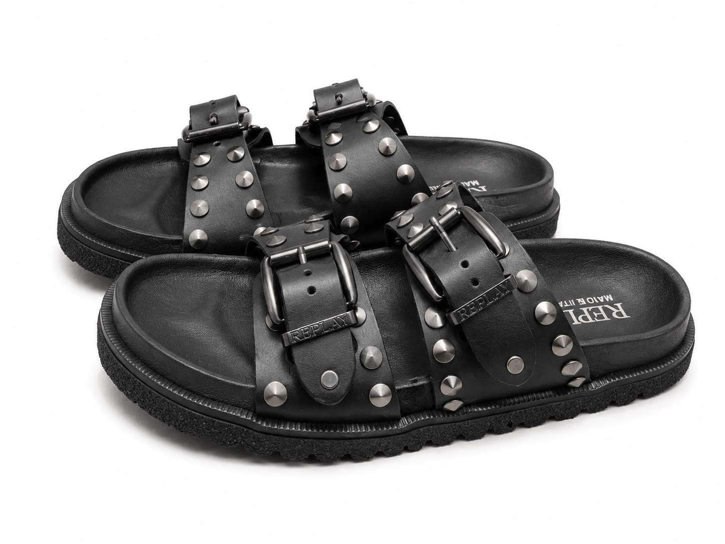 Replay Womens Goya Buckles Sandals In Black