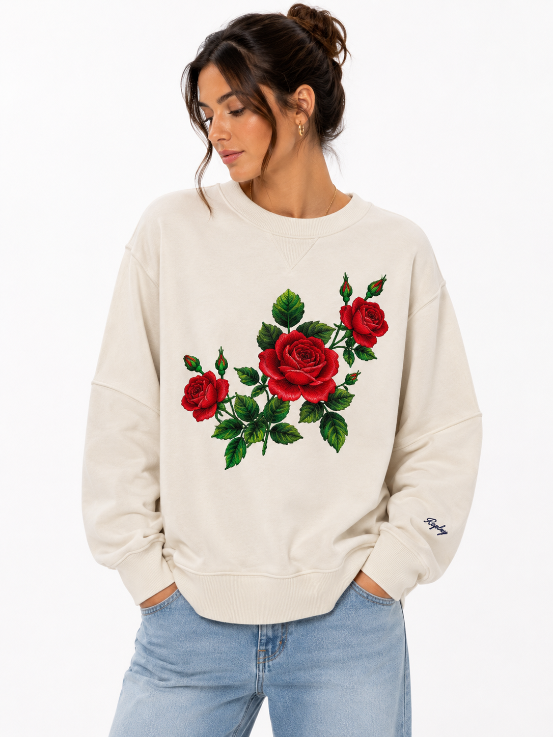 Replay Womens Rose Sweatshirt In Beige