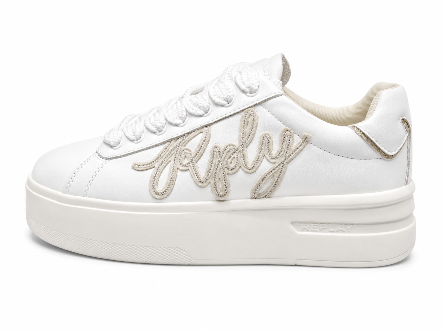 Replay Womens University Replay Sneakers In White & Platin