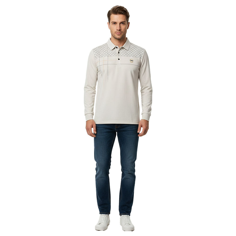 Loreti Mens Rive Long Sleeve Golfer In Cream