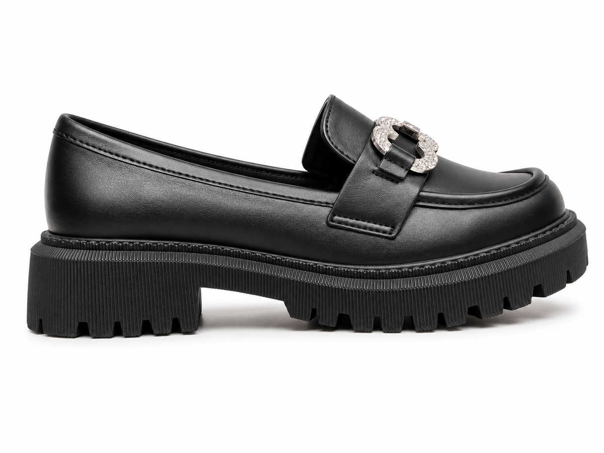 Rock & Co Ladies Chainz 11 Flat Shoes In Black