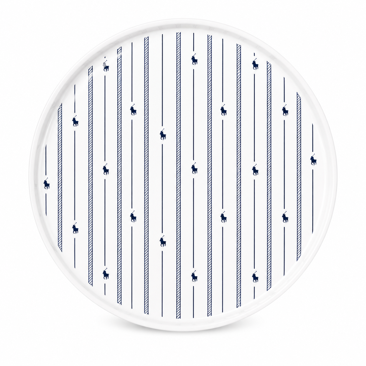 Polo Rope Desgin Dinner Plate 4 Piece Set In White/Navy