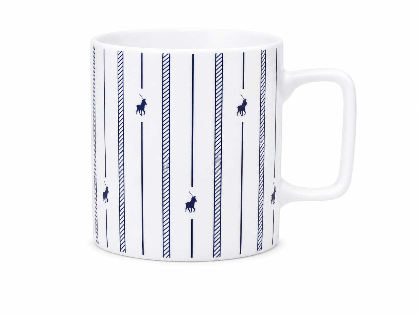 Polo Rope Design Mug 4 Piece Set In White/Navy