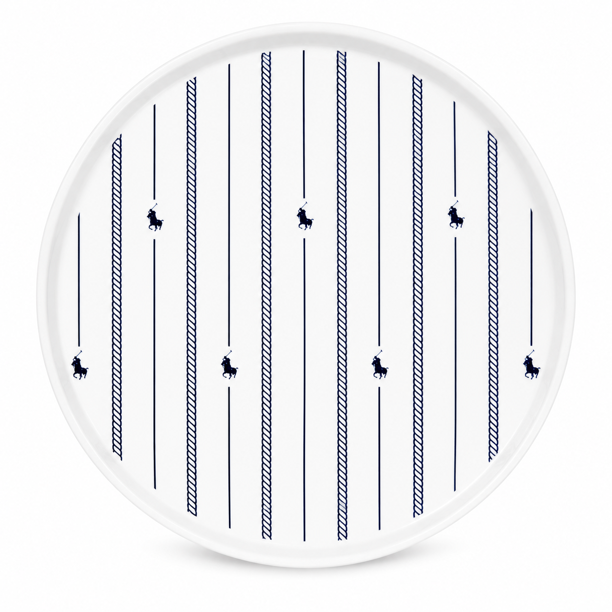 Polo Rope Design Side Plate 4 Piece Set In White/Navy