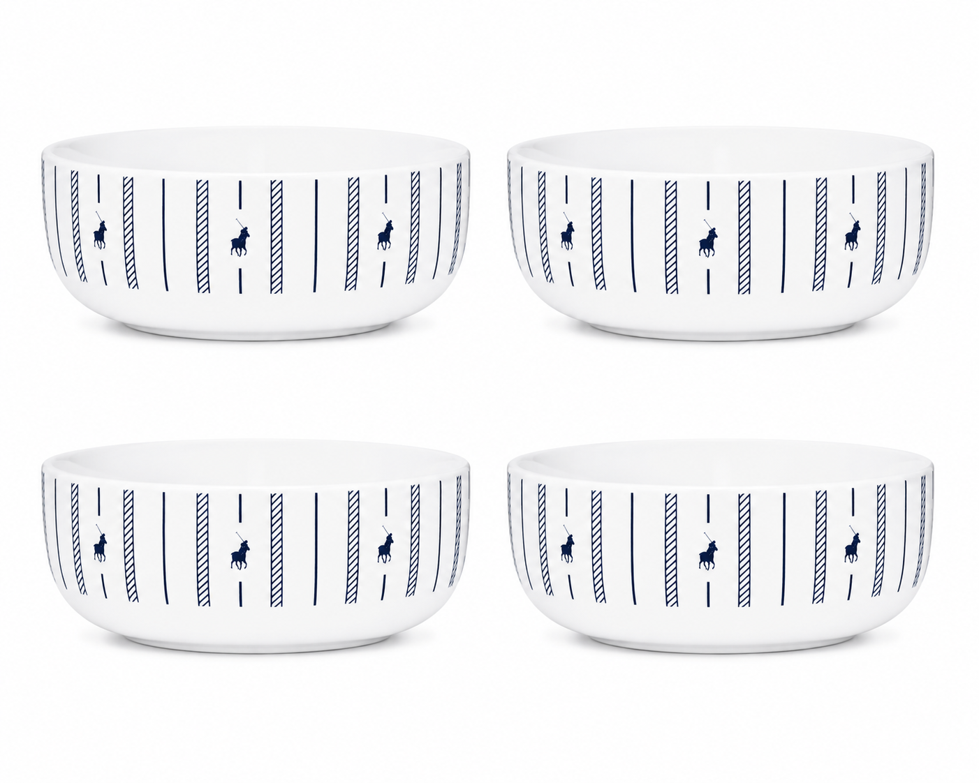 Polo Rope Design Snack Bowl 4 Piece Set In White/Navy