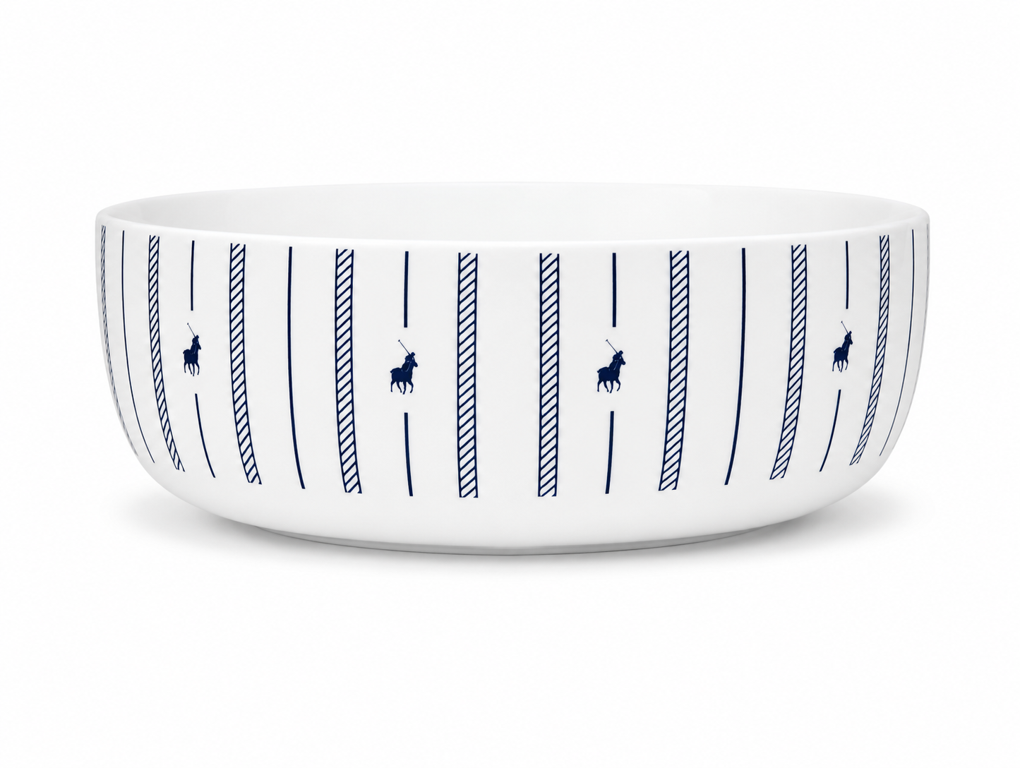 Polo Rope Design Soup Bowl 4 Piece Set in White/Navy