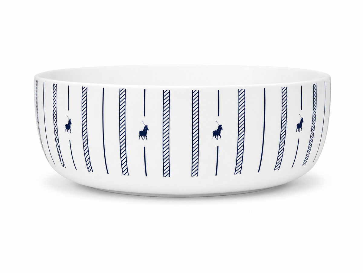 Polo Rope Design Soup Bowl 4 Piece Set in White/Navy