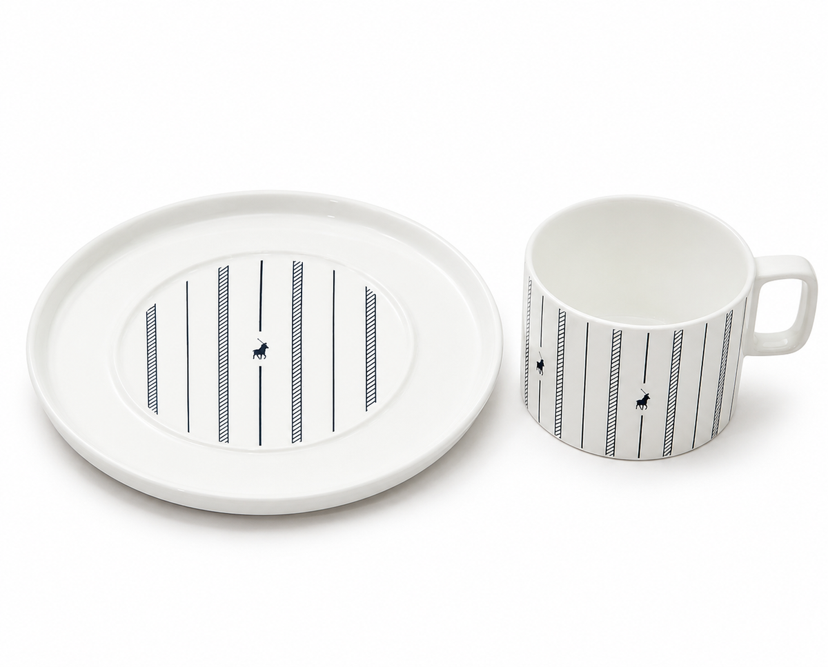 Polo Rope Design Tea Set 8 Piece Set In White/Navy