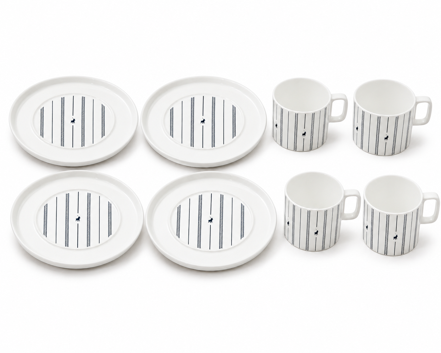 Polo Rope Design Tea Set 8 Piece Set In White/Navy