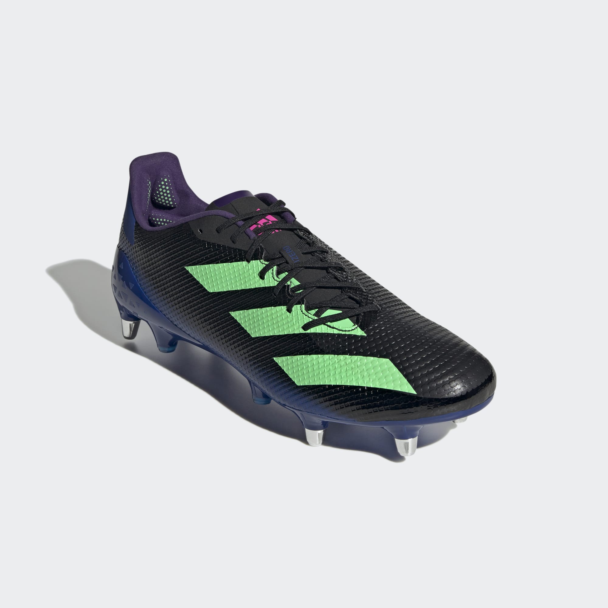 Adidas Unisex Rugby Adizero RS7 SG Boots In Core Black / Beam Green / Team Shock Pink